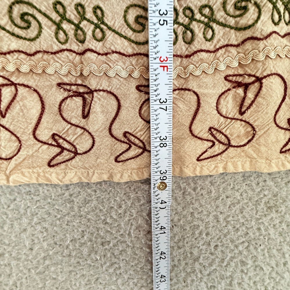 Shoreline Tan Embroidered Wrap Maxi Skirt Medium Floral Patchwork - Picture 7 of 9